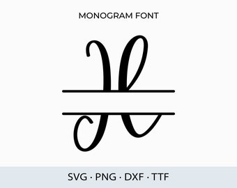 Split Monogram Font, 26 Letters SVG, Cricut Silhouette Cut Files (Digital Download)