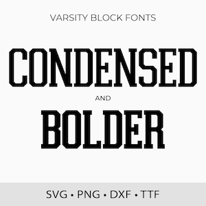 Varsity Font, Condensed Block Style (svg, png, dxf, ttf)