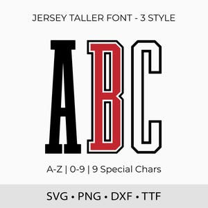 Jersey Taller Fonts SVG TTF: Layered Outline Alphabet (Digital Download)