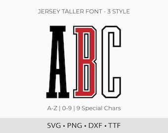Jersey Taller Fonts SVG TTF: Layered Outline Alphabet (Digital Download)