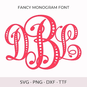 Fancy Dots Monogram Font SVG TTF per Cricut Monogram Font Silhouette SVG Monogram Alphabet File di taglio per Cricut Svg Vine Monogram Font