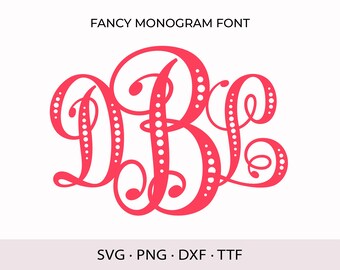 Monogram Fancy Font: SVG, TTF, Dotted Letters, Cricut, Silhouette (Digital Download)