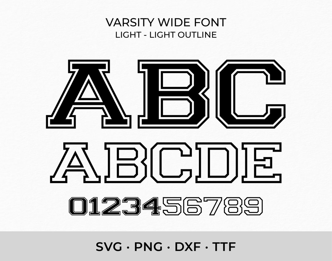 Varsity Font SVG TTF Wide Light College Font Svg Sports Font - Etsy