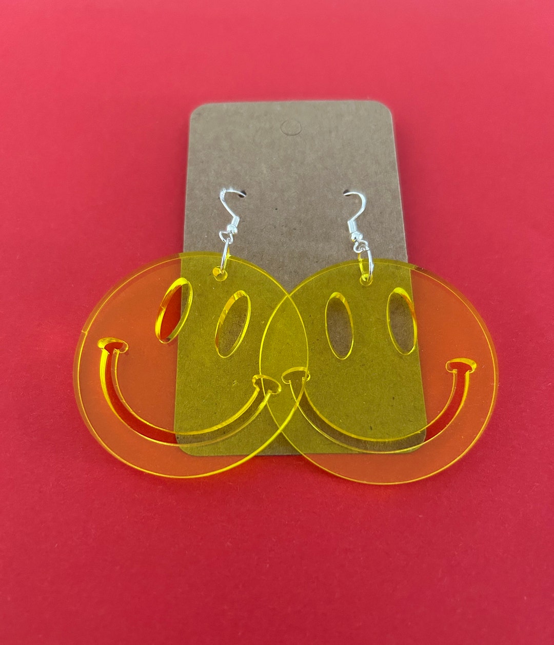 Smiley face dangle earrings Clearance
