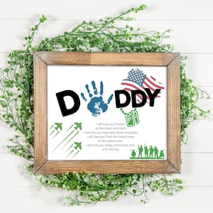 Daddy Army Gift, Father&#39;s Day Gift for Soldier Dad, Handprint Art, Service Member Dad Art from Kids