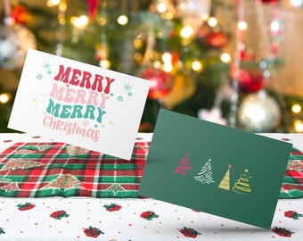 Christmas Card Set of Six, Christmas Tree Card, Penguin Card, Merry Christmas Card, Polar Bear Card