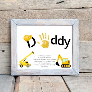 Kids Handprint Art for Construction Worker Dad, Father's Day Gift Made by Child, Contractor Dad Present, Preschool Project for Father's Day