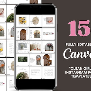 15  Modern Luxe &quot;Clean Girl&quot; Aesthetic Instagram post templates pack