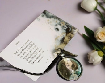Collana di benedizione dell'angelo Haniel con biglietto di intenzione di preghiera