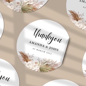 Personalised Wedding Stickers, Custom Wedding Stickers, Vintage Beige Wedding Stickers, Wedding Favour Stickers, Thank You Stickers