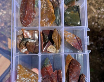 Lot of 27 Moss Agate, Maury Mountain, Fully Polished, Semi-precious Gemstone, Box Included