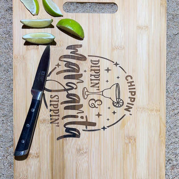 Chipping Dipping Margarita Sipping Margarita Glass serving board Cutting board Perfect gift for her bachelorette party gifts summer fun