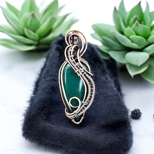 Chalcedon Schmuck,Chalzedon Anhänger,handgefertigter Schmuck,Kupferschmuck,Kupfer Anhänger, Wire Wrapped Schmuck, Wire Wrap Anhänger,Tröpfchen