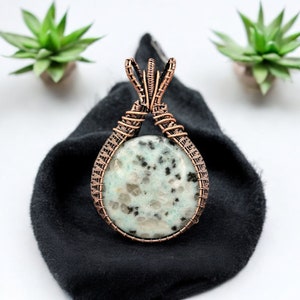 Kiwi Jasper, Jasper Jewelry, Jasper Pendant, Jasper Necklace, Gemstone Necklace, Gemstone Pendant, Wire Wrapped Pendant, Wire Wrap Jewelry