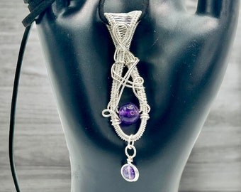 Amethyst Necklace, Amethyst Jewelry, February Birthstone, Wire Wrapped Pendant, Wire wrap jewelry, Handmade Jewelry, Silver Jewelry, Gift