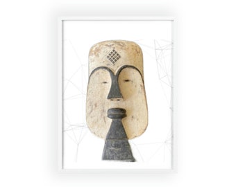 Eine Sorghum-Maske, die in spirituellen, kulturellen Ritualen und Zeremonien verwendet wird (Poster mit Holzrahmen)