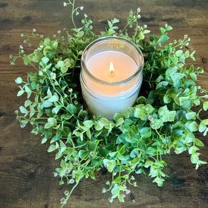 Eucalyptus and Boxwood Mini Wreath, Eucalyptus Candle Ring, Table Centerpiece, Mini Farmhouse Wreath, Accent Wreath, Year Round Cabinet Gift