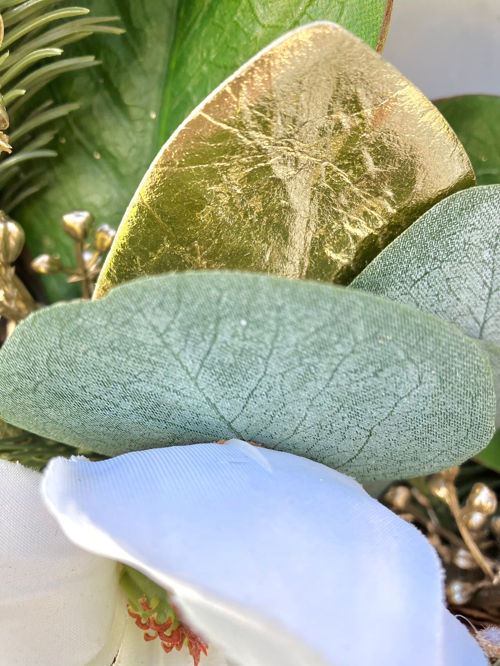 Magnolia and Evergreen Christmas Wreath, Elegant Eucalyptus Holiday