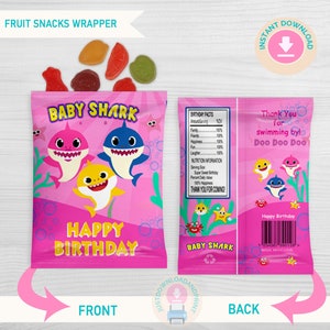 INSTANT Download Chip Bag Wrapper, Girl Shark Chip Bag, Girl Birthday ...