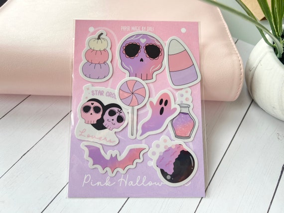Pink Halloween Stickers Pack Halloween Sticker Pack Cute - Etsy