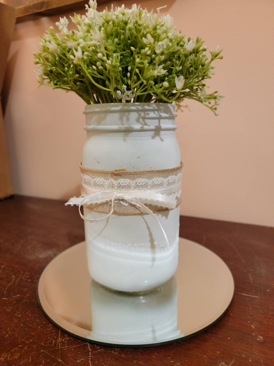 MASON JAR CENTERPIECE With Baby's Breath, Mason Jar Decor, Home Decor