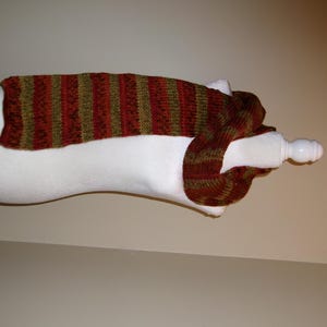 Knit striped scarf 63 inches double layered scarf multi colored brown red green
