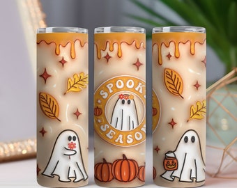 Spooky Ghost Stainless Steel Tumbler: 20oz Halloween Fall Gift