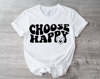 Kies voor Happy T-shirt: inspirerend T-shirt met ronde hals voor dames
