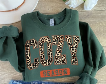 Leopard Print Cozy Season Sweatshirt: Fall Comfort