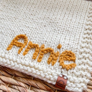 Personalized Baby Blanket | Custom Hand Embroidered Hand Knit Lovey Blanket | Knit baby blanket | Security Blanket | Baby Lovey | Baby Gift