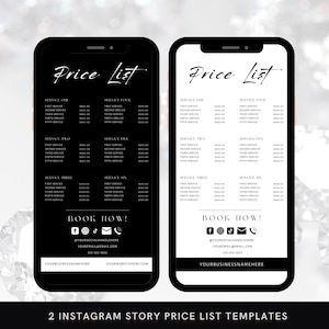 Minimalist Price List Template: Social Media, Salon, Beauty (Canva Editable, Digital Download)