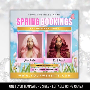 Spring Booking Flyer - Accepting Bookings Flyer - Hair Lash Makeup Braids Nail Appointments Available Flyer