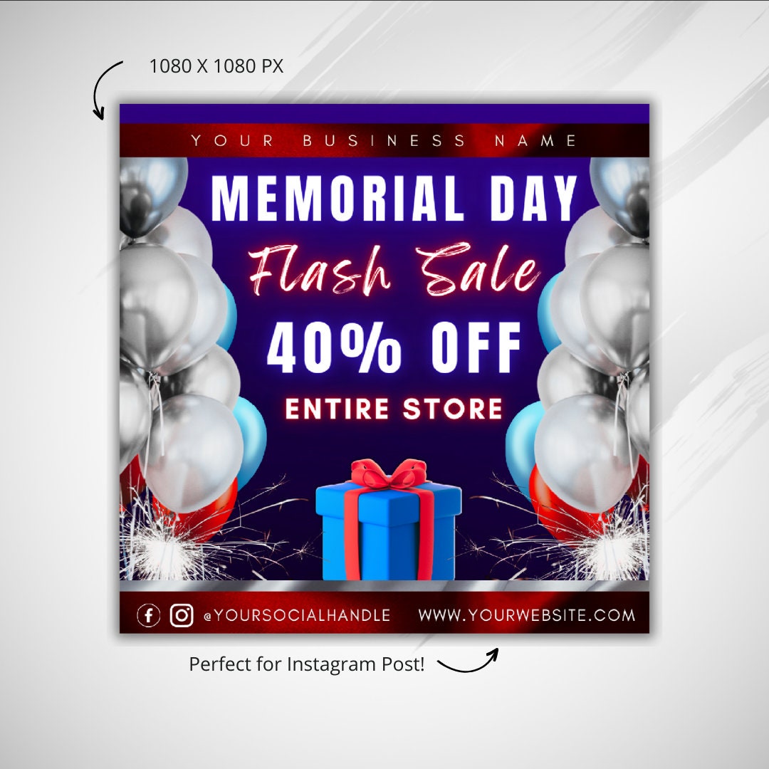 Memorial Day Flyer - Flash Sale Template - Sale Flyer for Business ...