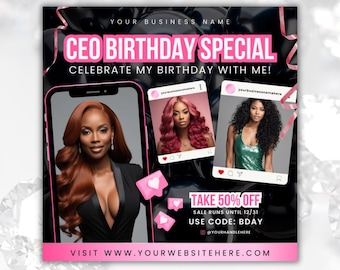 CEO Birthday Flyer – Beauty Business Canva Template