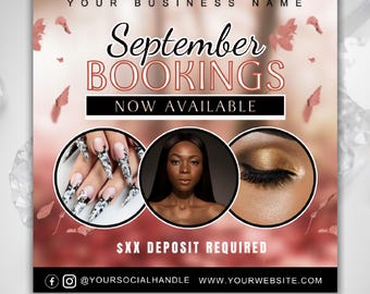 September Booking Flyer: Fall Books Are Open Template (Canva, Digital Download)