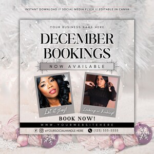 December Bookings Flyer: Hair, Lash, Nail Appointments Template (Canva)