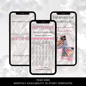Instagram Story Calendar 2025 - Available Appointments Template - Monthly Schedule Template - Nail Tech Calendar