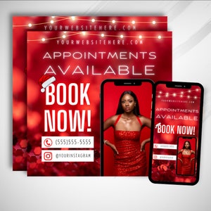 DIY Editable December Booking Flyer Template - Christmas Hair Lash Makeup Nail Appointments Available Flyer