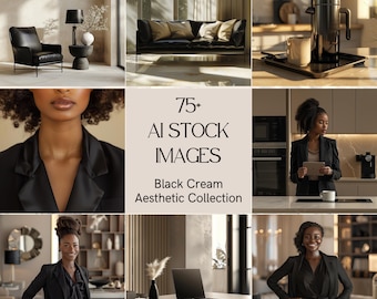 Black and Cream AI Stock Photos: Melanin Luxury Lifestyle Branding Images