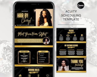 Acuity Scheduling Hair Stylist: Black and Gold Banners (Canva DIY)