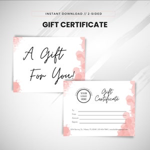 Salon Gift Certificate - Gift Voucher Template Canva - Blank Gift Certificate - Editable Gift Certificate Download - Salon Gift Card