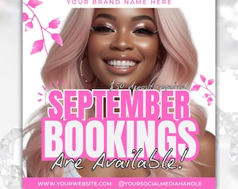 September Booking Flyer: Wig Install, Braids, and Hairstylist Instagram Template