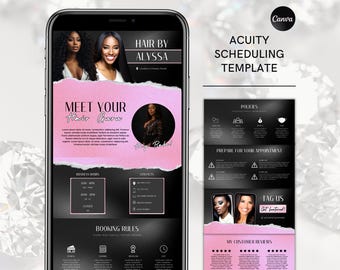 Acuity Scheduling Hair Stylist: Black and Pink Canva Banners