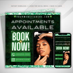 St. Patrick&#39;s Day Booking Flyer: Hair, Lash, Nail Appointments (Canva Template)