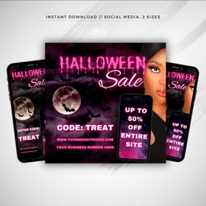 Halloween Sale Flyer - Boutique Sale Flyer - Beauty Business Flyer - Fall Special Flyer - Hair Lash Makeup Flash Sale Flyer