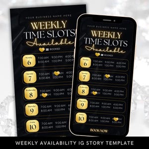 Digital Appointment Availability - This Week Availability Instagram Story Calendar - Weekly Appointment Calendar
