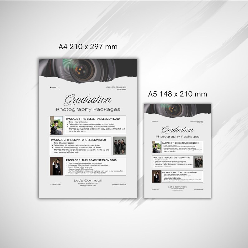 2 printable versions. A4, 210 x 297 mm and A5, 148 x 210 mm.