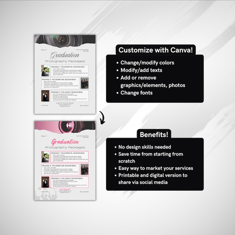 Showing one of the printable flyer templates and another one that's been edited.