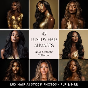 Melanin Hair Stock Photos: Gold AI Models (MRR PLR)