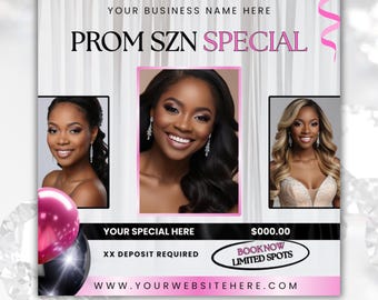 Volantino per prenotazione ballo di fine anno: modello Instagram per parrucchiere, tecnico per ciglia e unghie